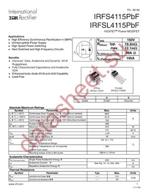 IRFSL4115PBF datasheet  